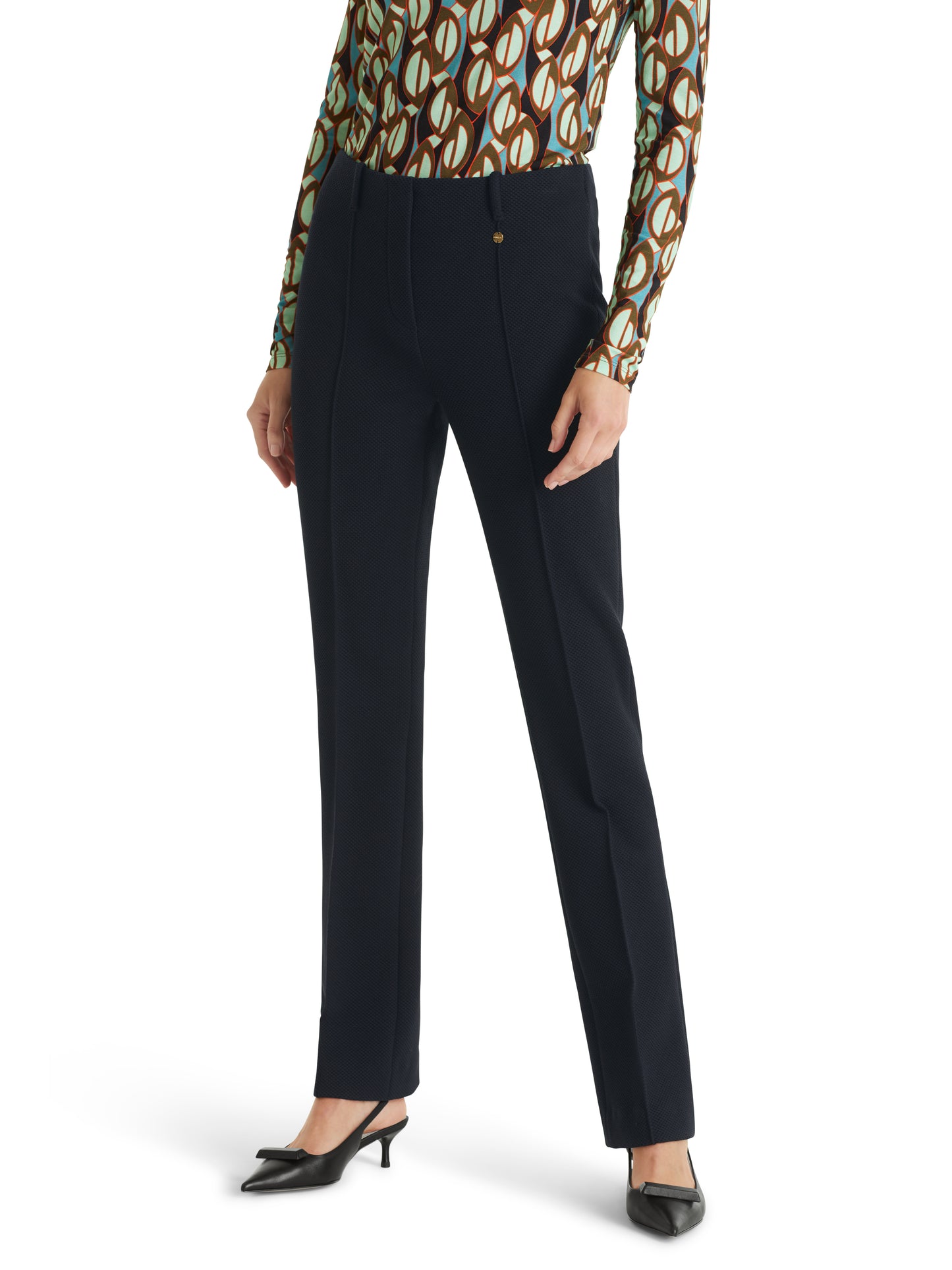 Marc Cain Collections Navy Waffle Stretch Trousers
