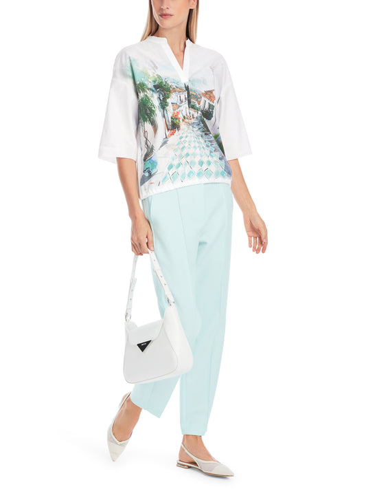 Marc Cain Collection Holiday Print Cotton Blouse YC5506J52