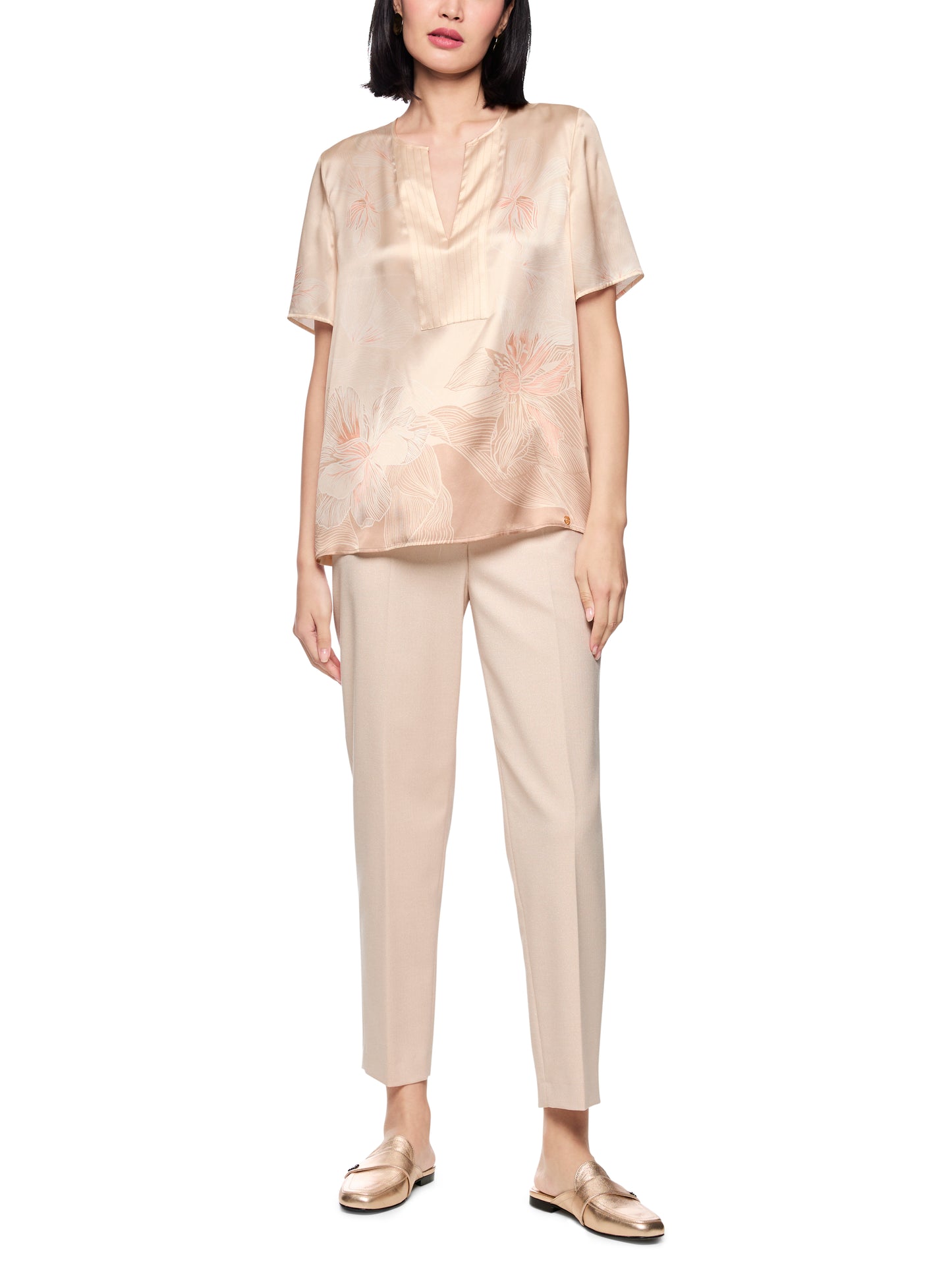 Marc Cain Floral Silk T-Shirt AC5504J61