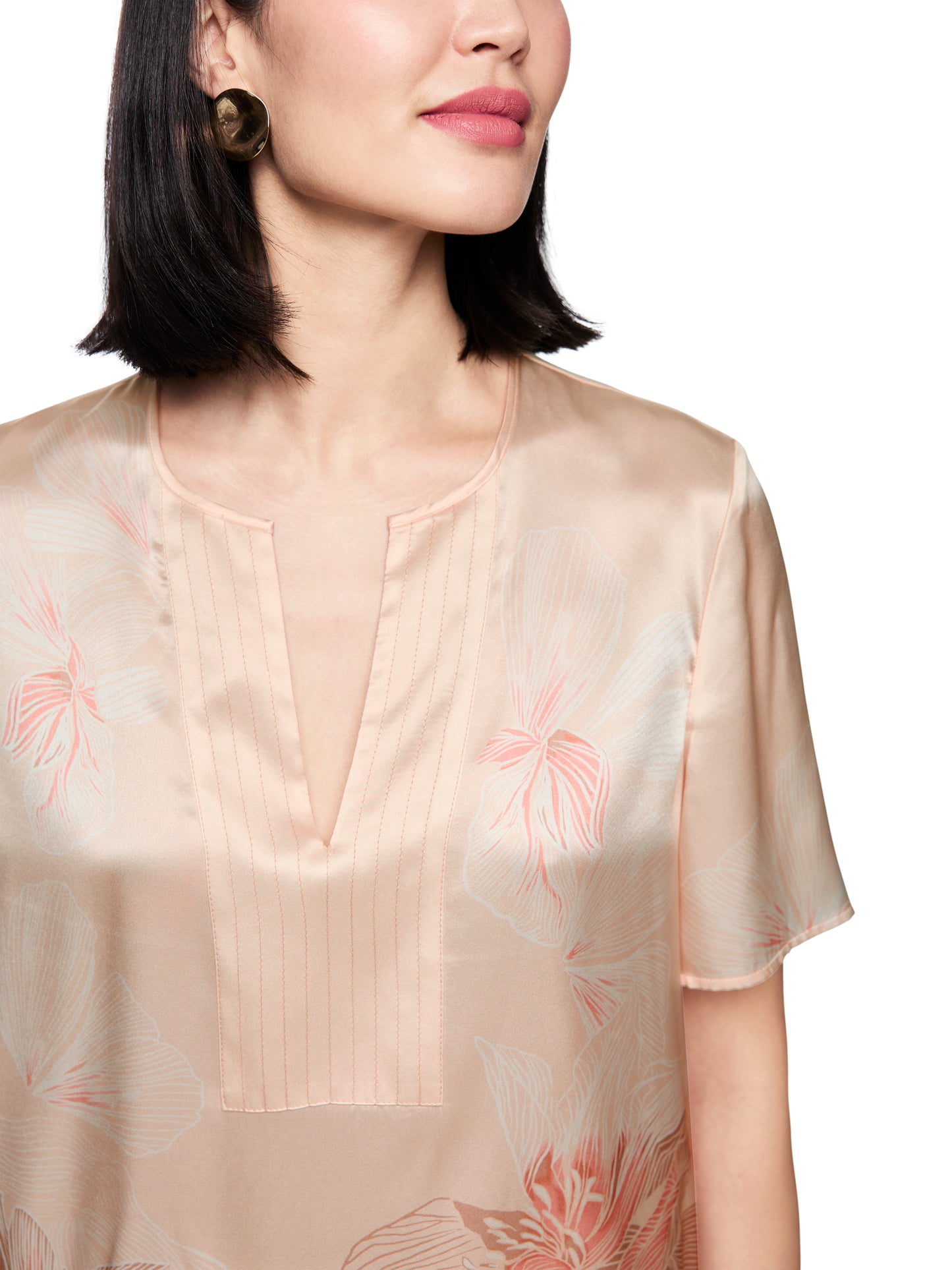 Marc Cain Floral Silk T-Shirt AC5504J61