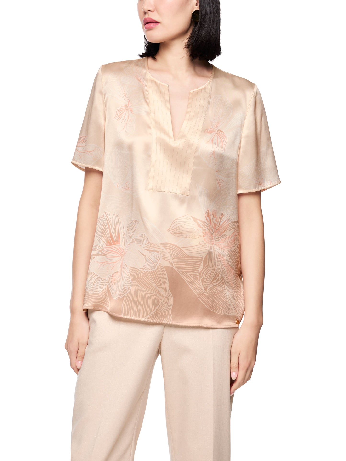 Marc Cain Floral Silk T-Shirt AC5504J61