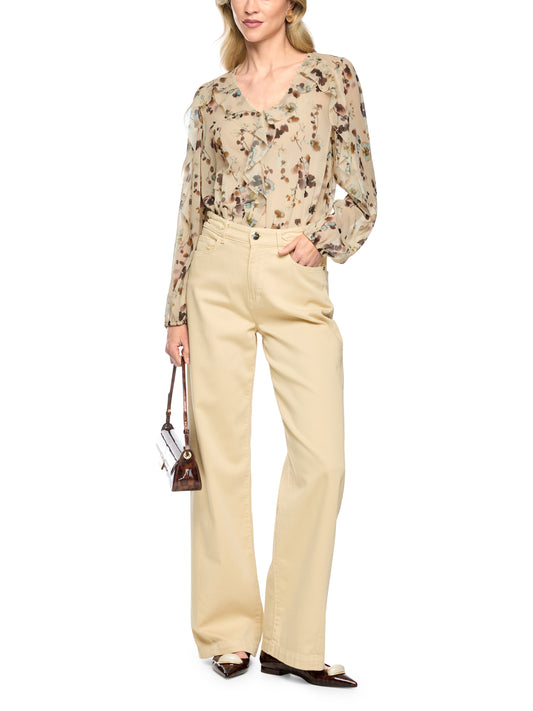 Marc Cain Cream Floral Blouse BC5108W54
