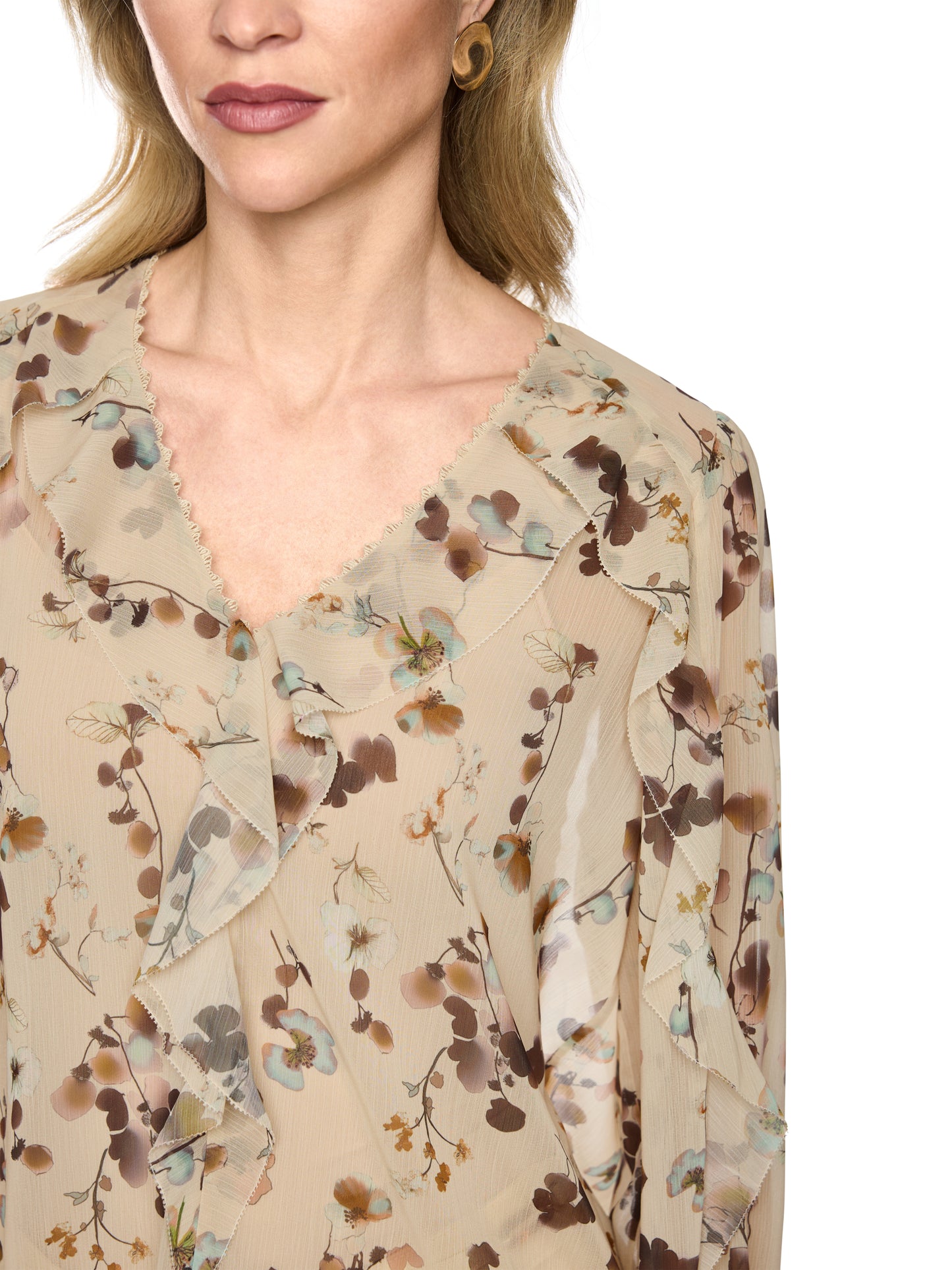 Marc Cain Cream Floral Blouse BC5108W54