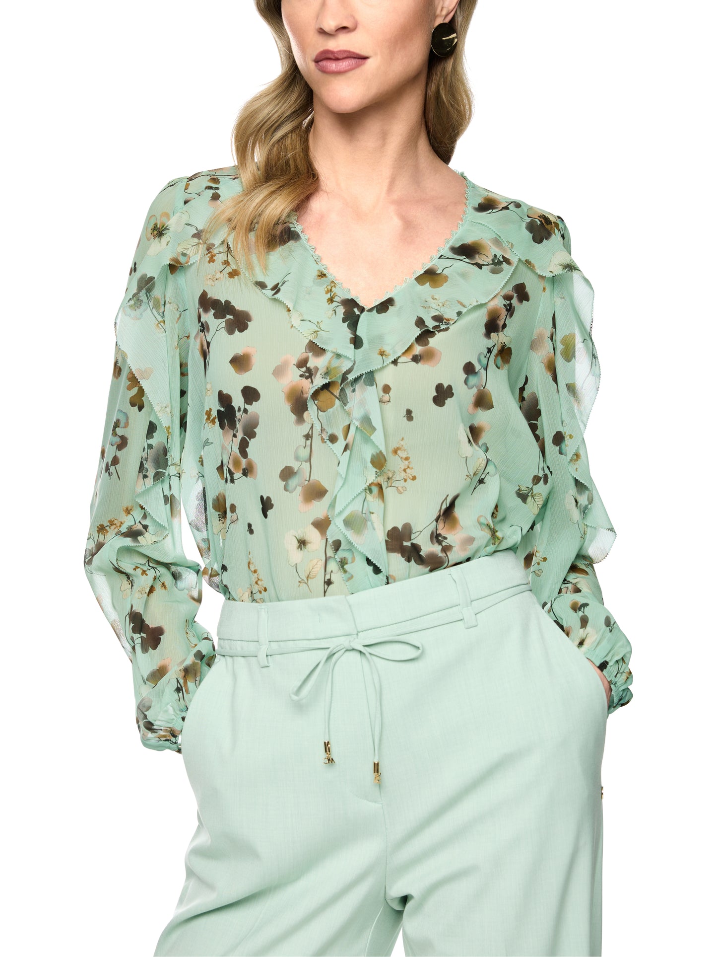 Marc Cain Green Floral Blouse BC5108W54