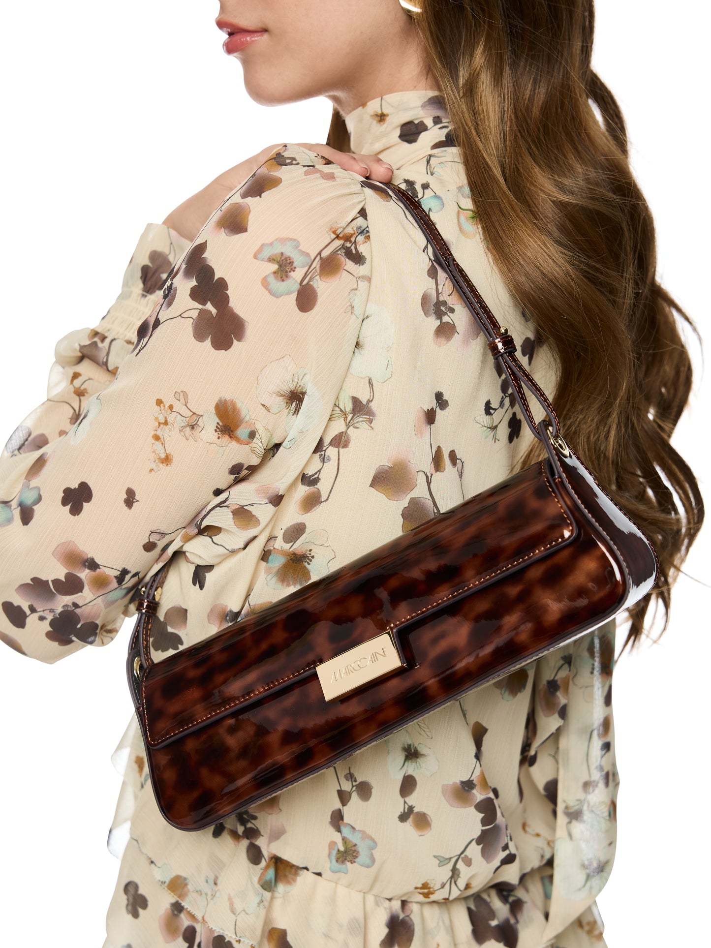 Marc Cain Print Patent Shoulder Bag BCTI03L11