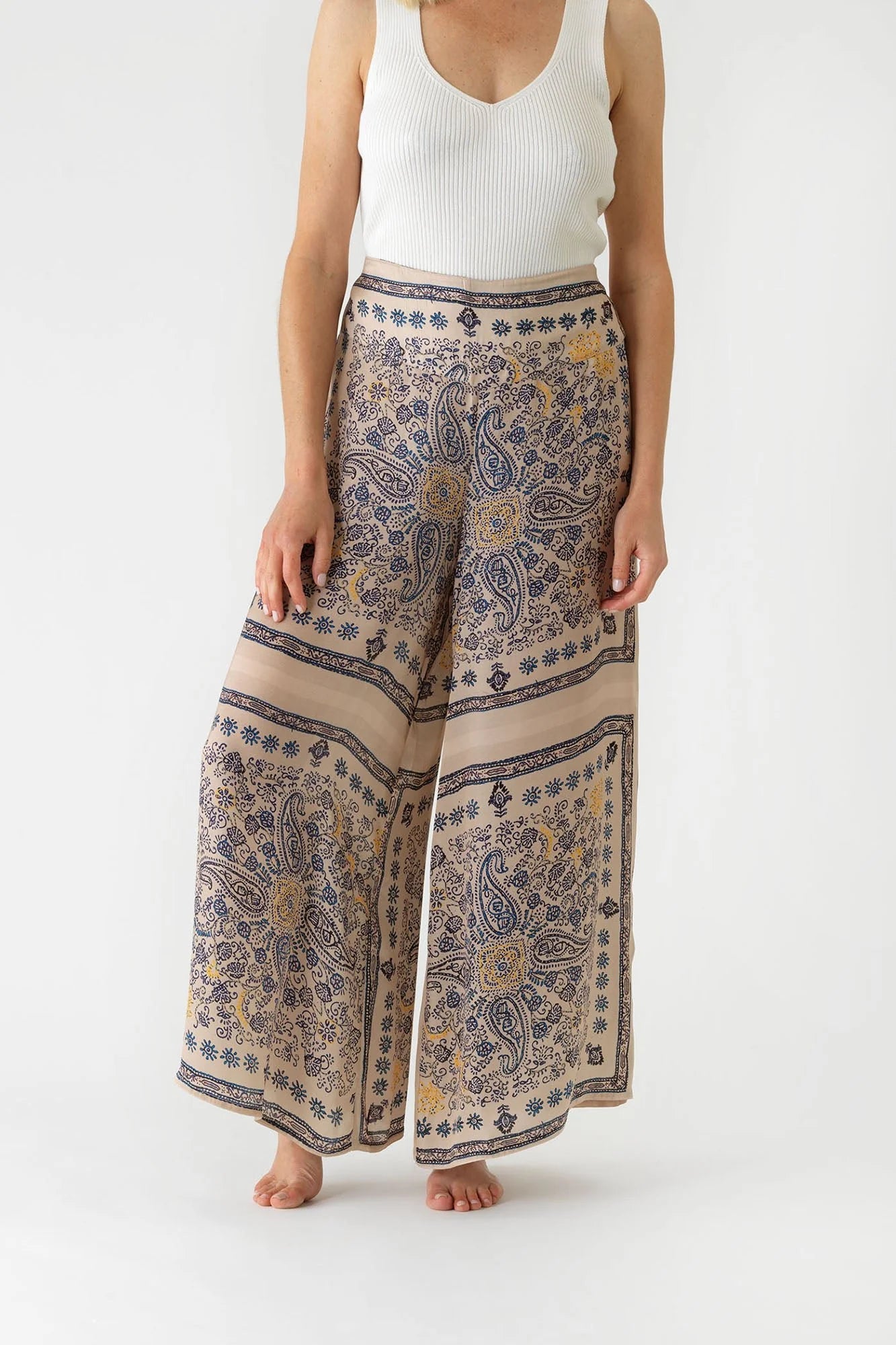 One Hundred Stars Mehndi Blue Palazzo Pants