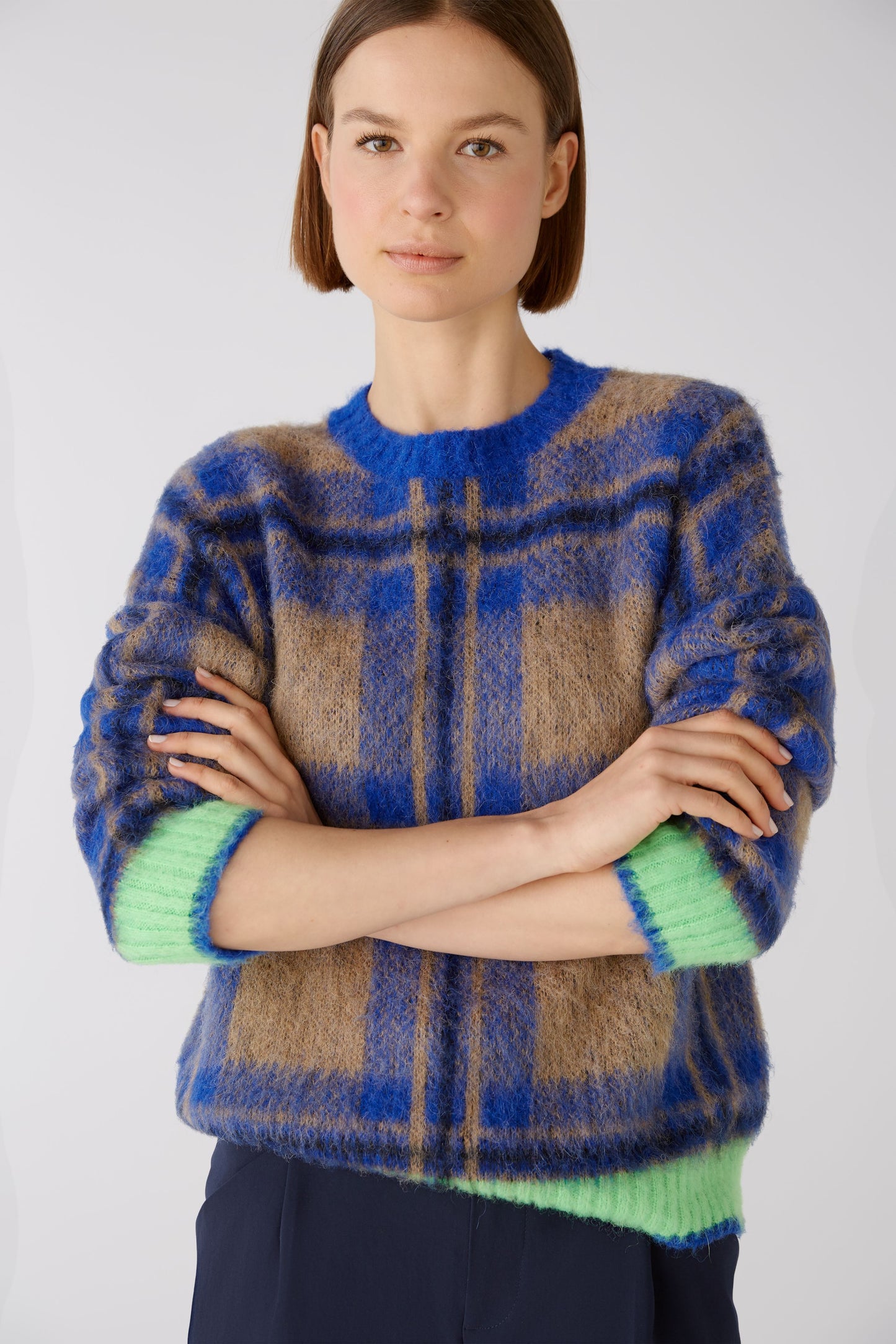 Oui Check Mohair Sweater