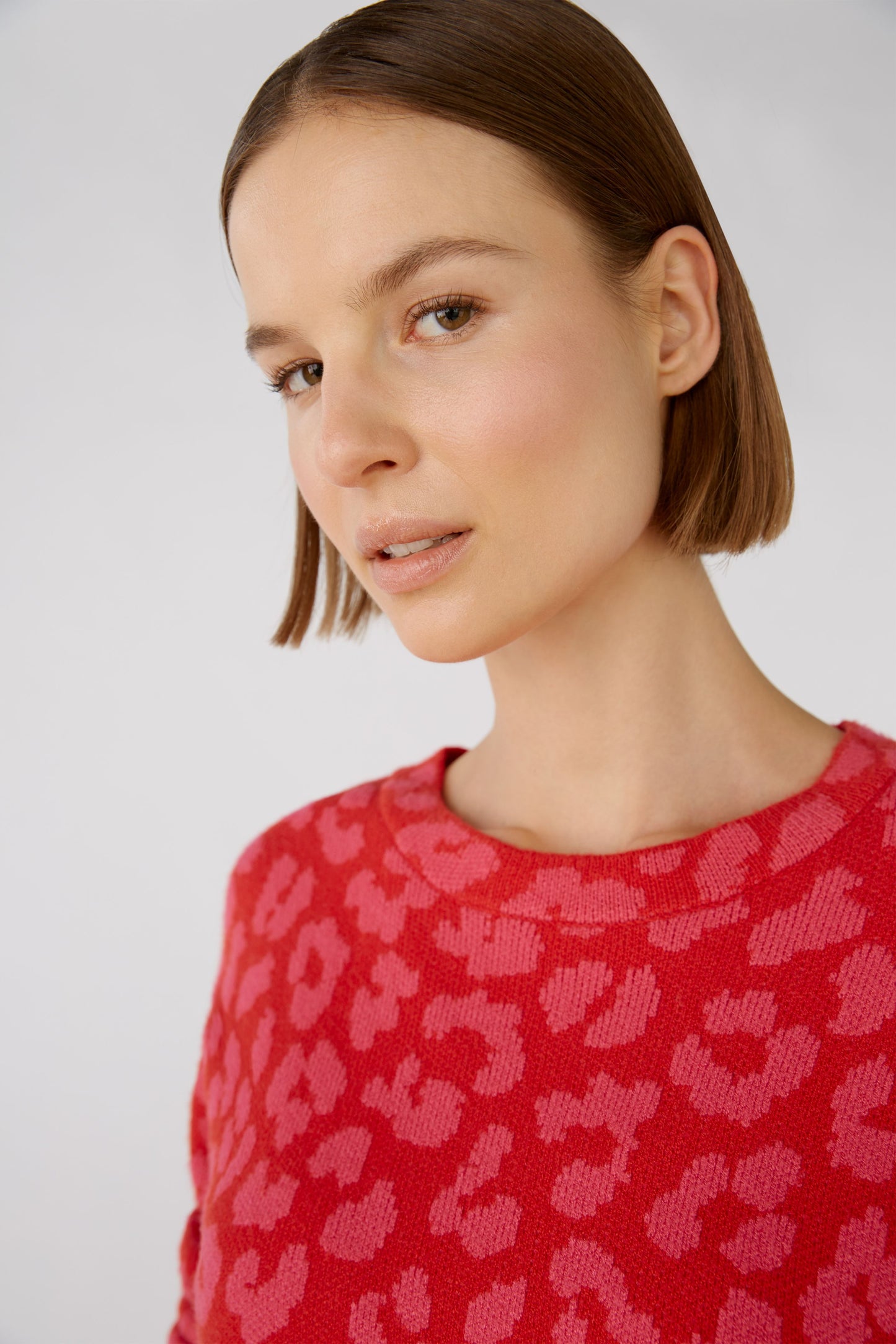 Oui Red & Pink Animal Print Sweater