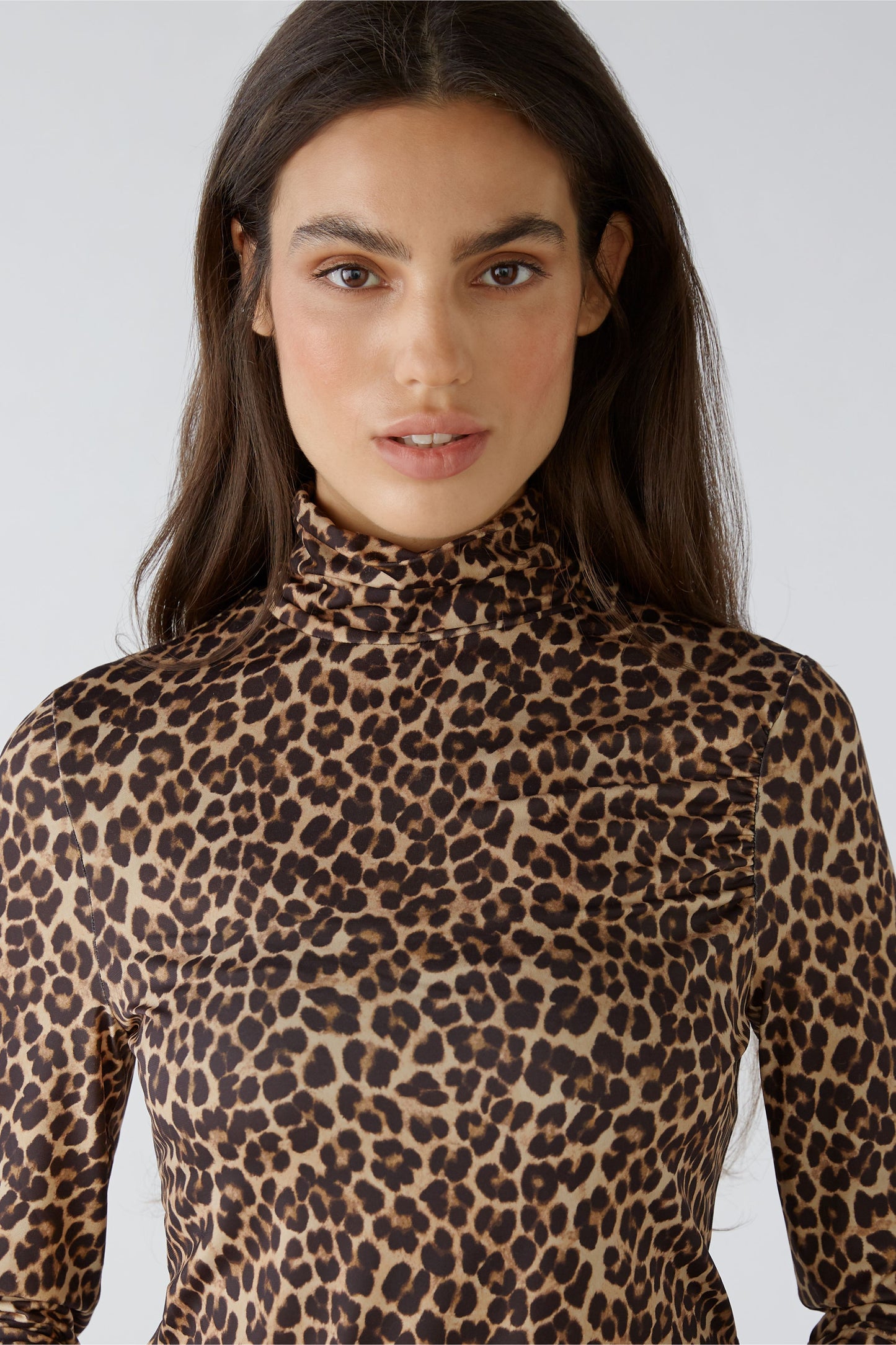 Oui Animal Print High Neck Top