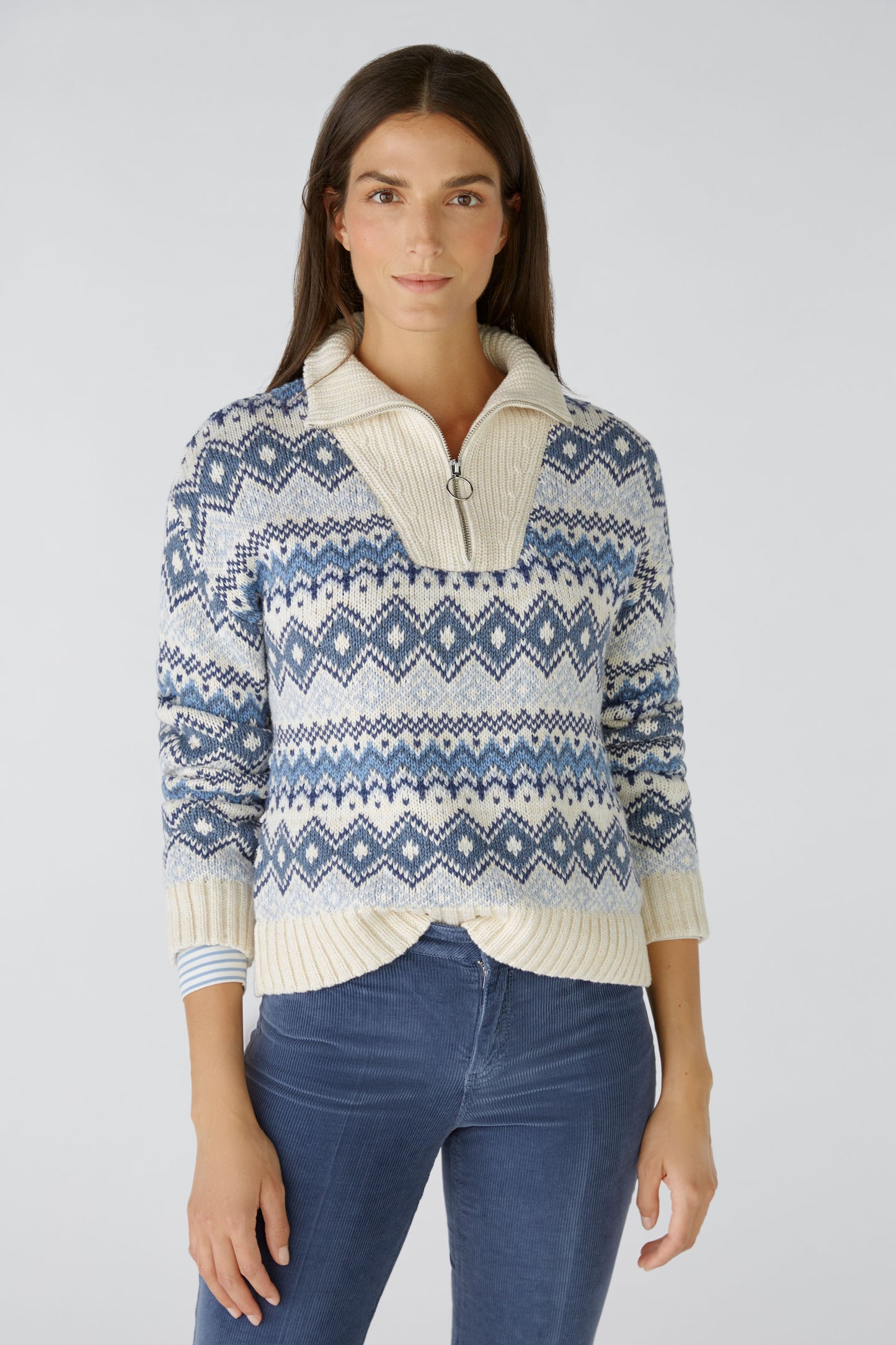 Oui Metallic Diamond Print Sweater