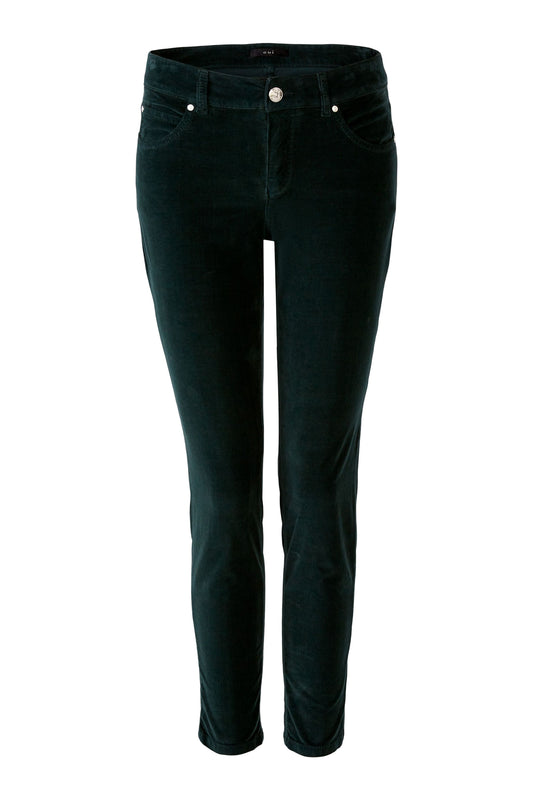 Oui Dark Green Needlecord Jeans