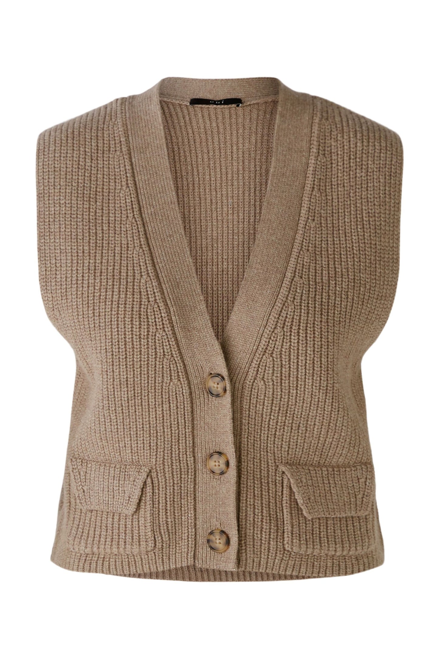 Oui Taupe Knitted Waistcoat