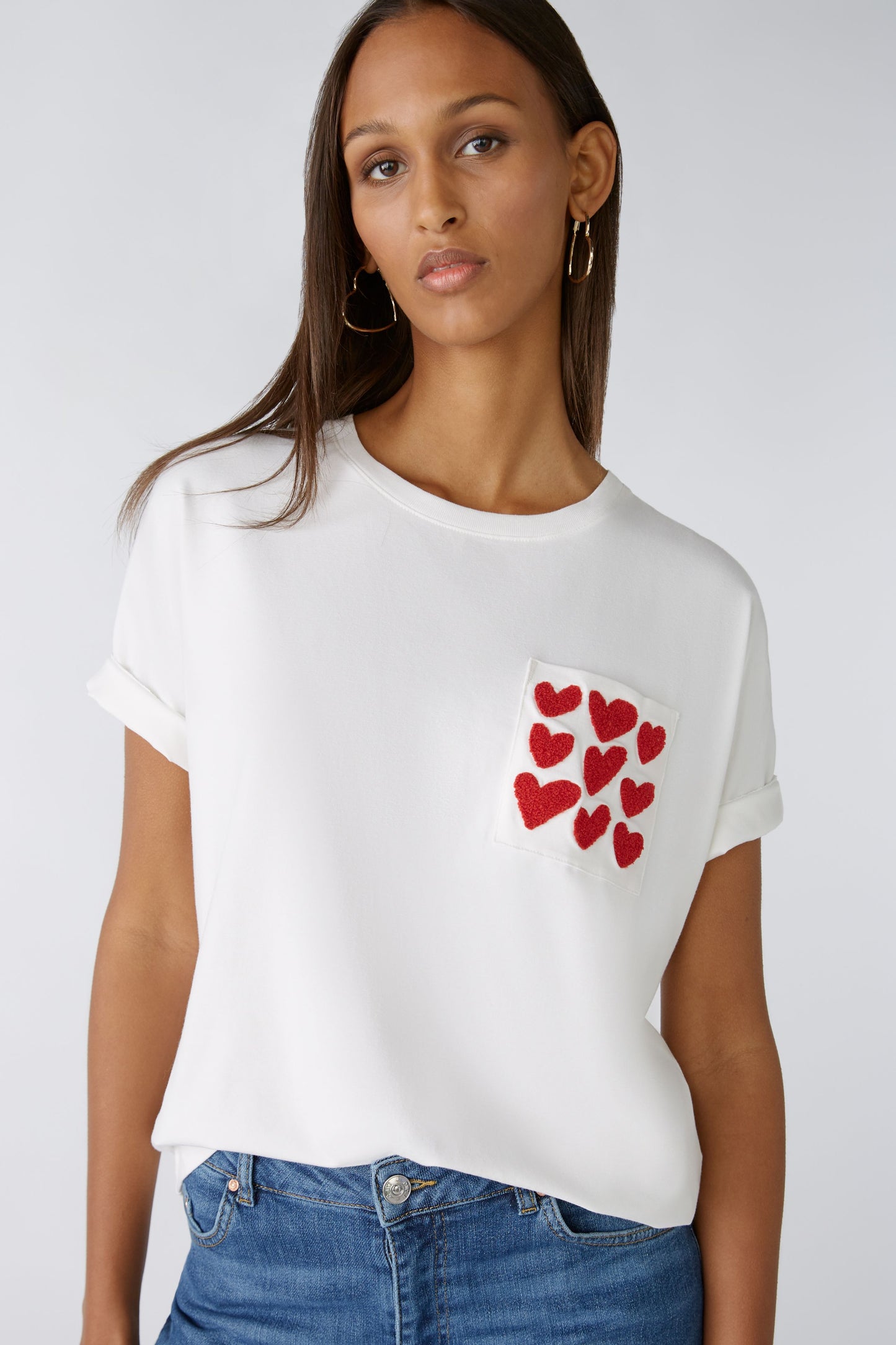 Oui T-shirt with Heart Pocket Detail 86759