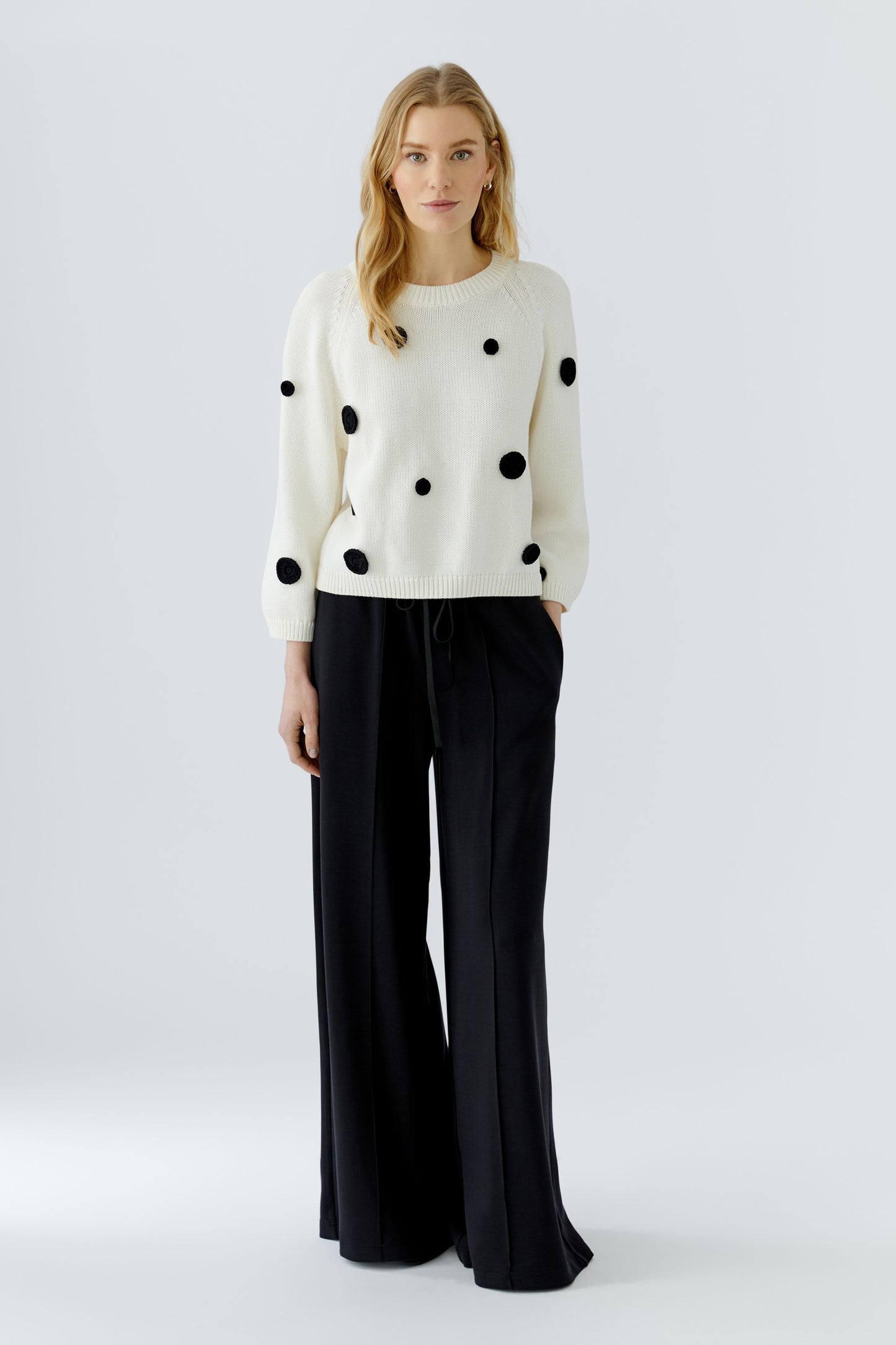 Oui Black/White Spot Sweater 97913