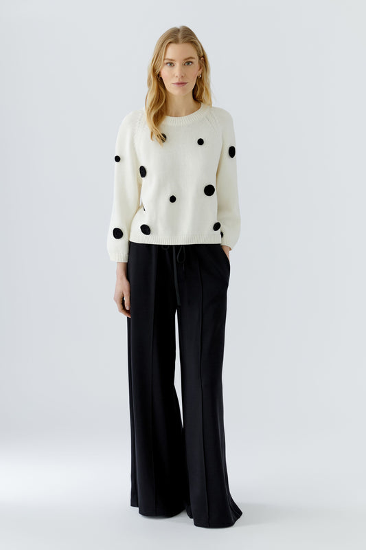 Oui Black/White Spot Sweater 97913