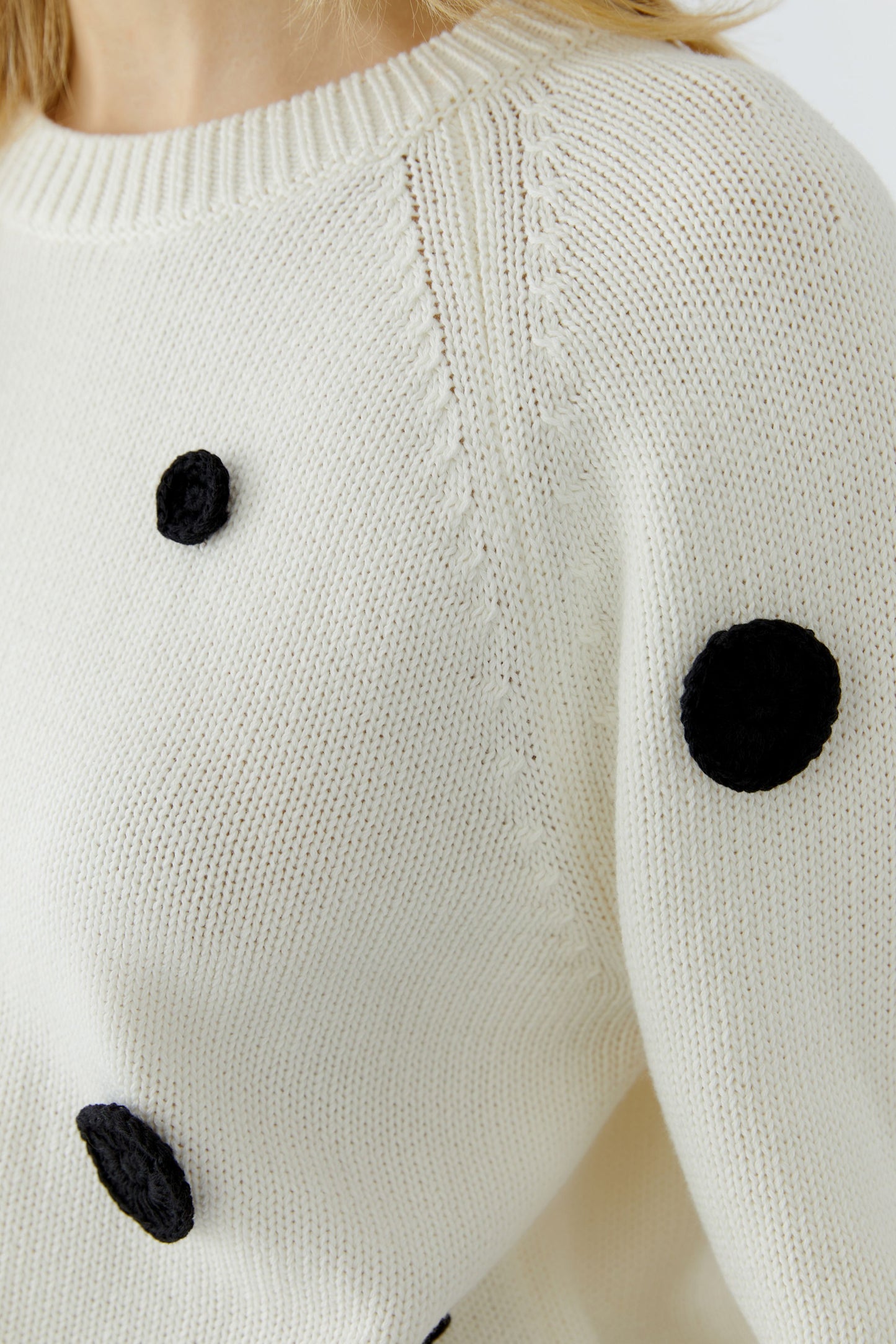 Oui Black/White Spot Sweater 97913