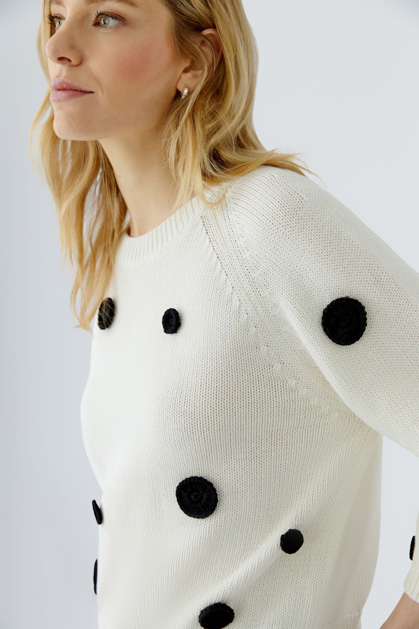 Oui Black/White Spot Sweater 97913