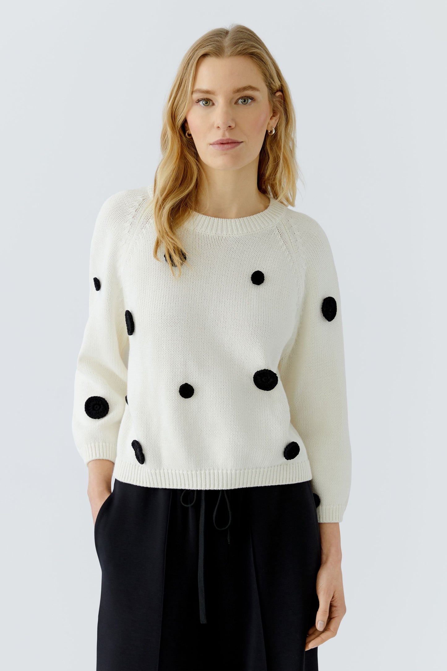 Oui Black/White Spot Sweater 97913