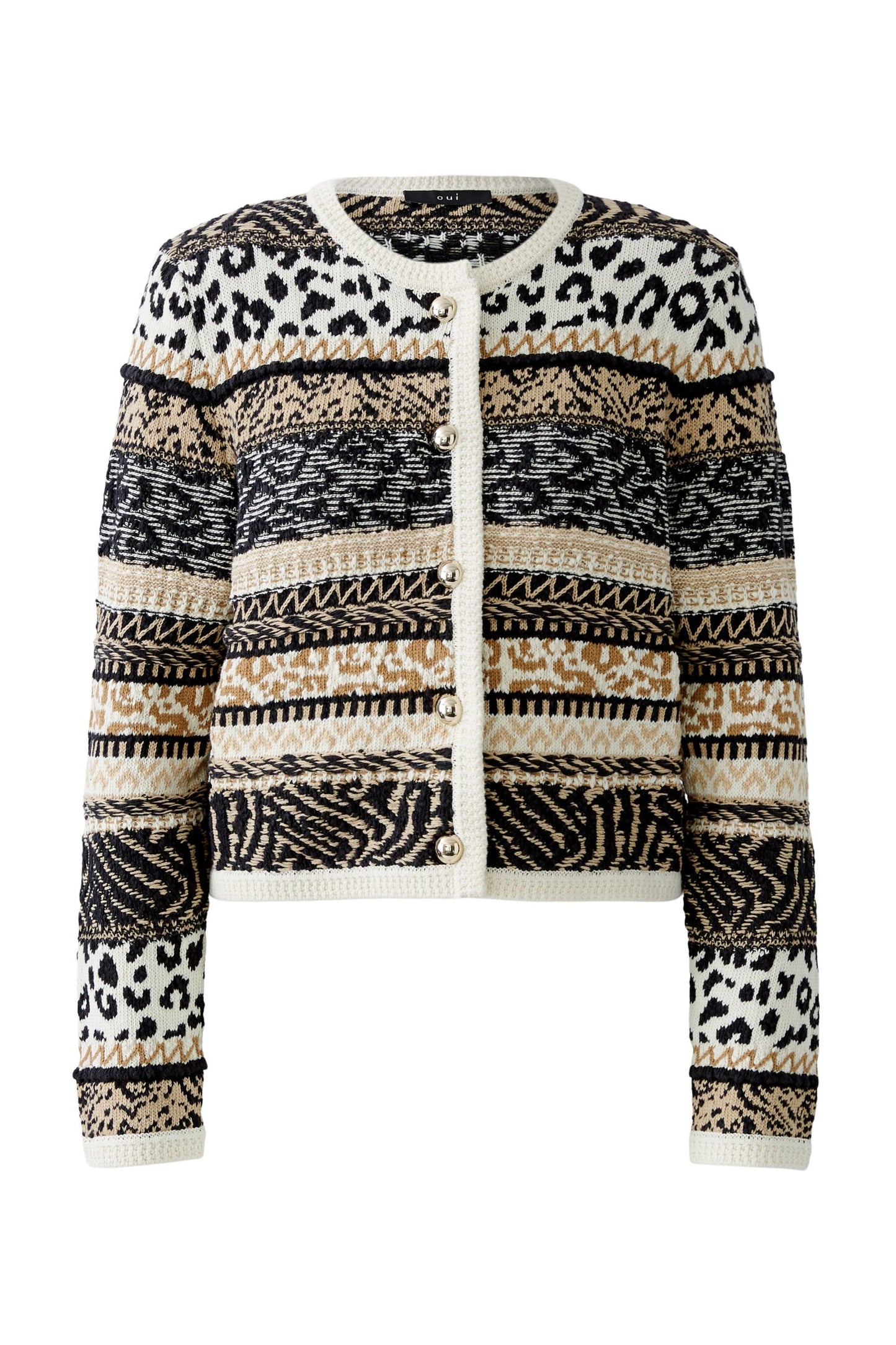 Oui Cream/Black Cardigan 93790