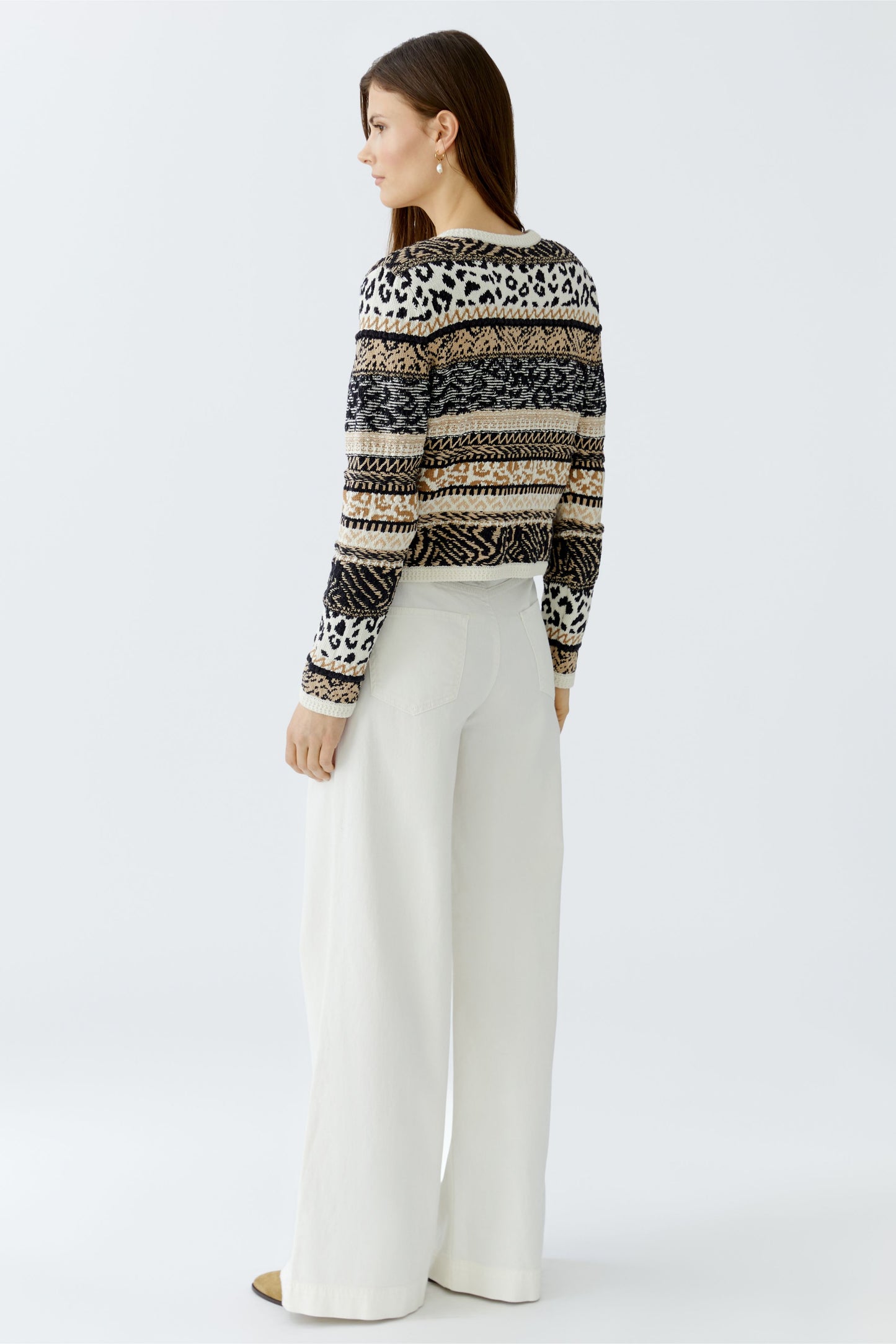 Oui Cream/Black Cardigan 93790