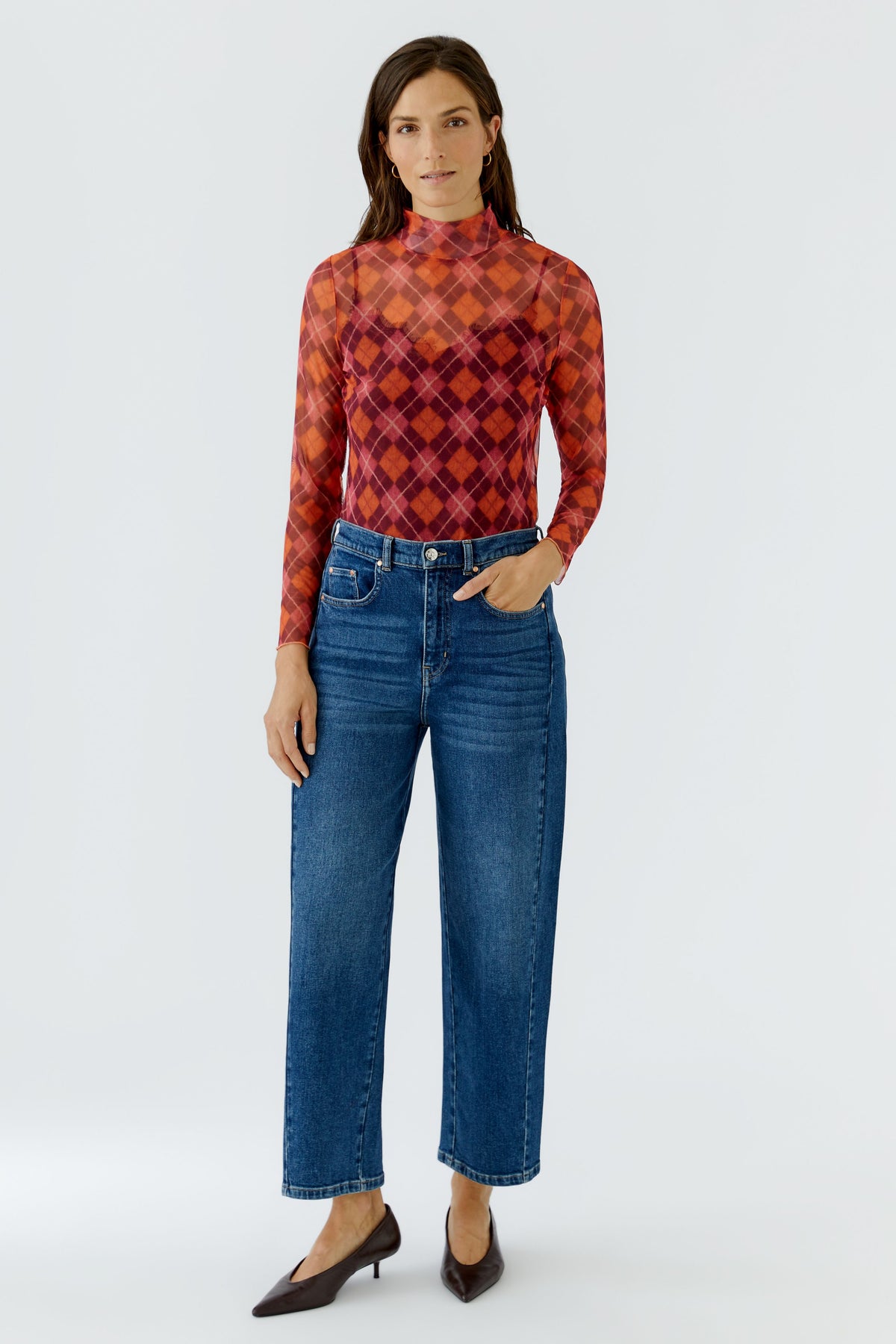 Oui Print Mesh Top 99895