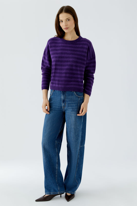 Oui Violet Stripe Sweater 92275