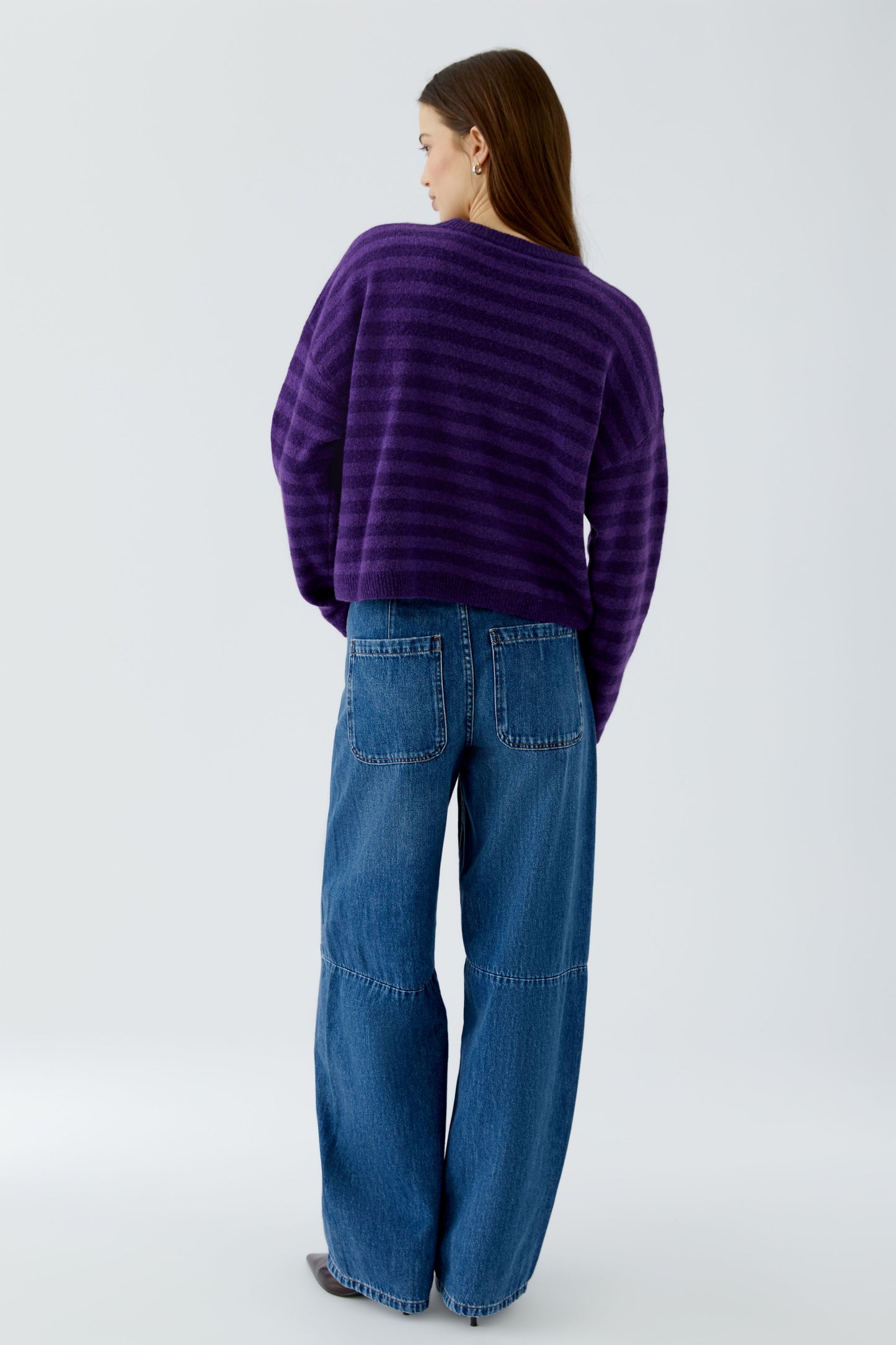 Oui Violet Stripe Sweater 92275