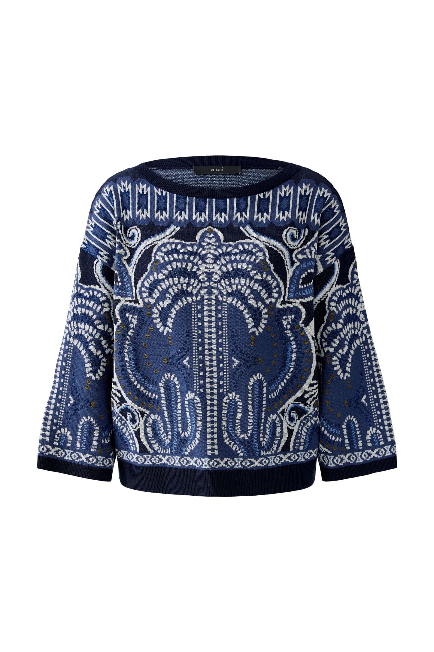 Oui Blue/Cream Sweater 94262