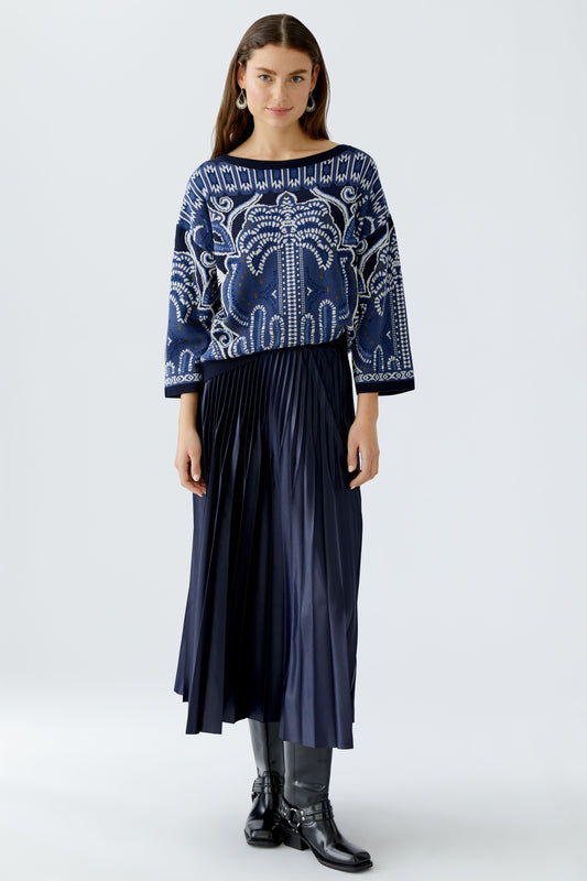 Oui Blue/Cream Sweater 94262