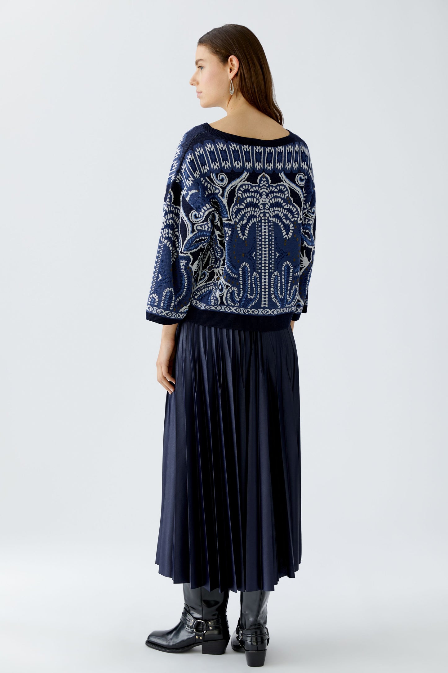 Oui Blue/Cream Sweater 94262