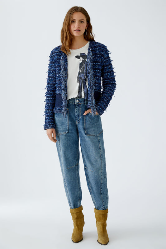 Oui Denim Boucle Cardigan 94292