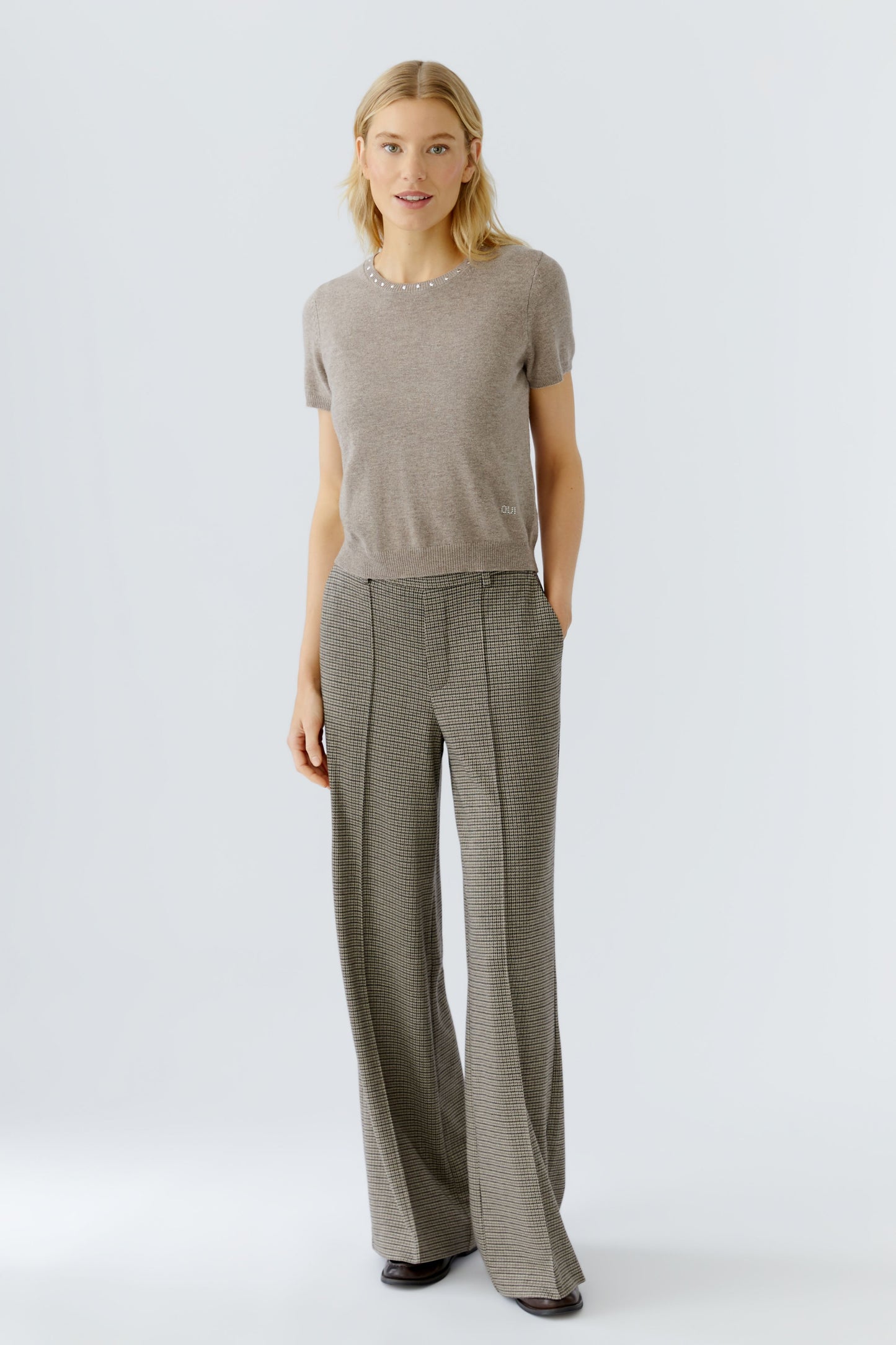 Oui Puppytooth Trousers 94443