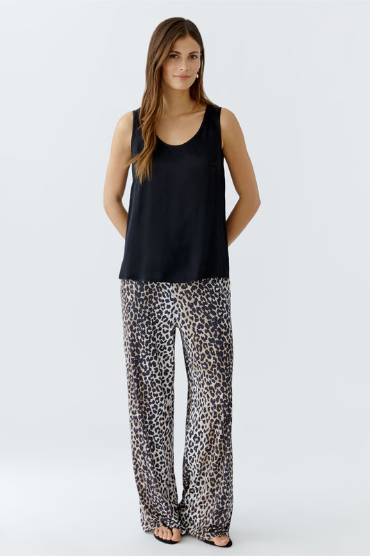 Oui Animal Print Jersey Trousers 93782