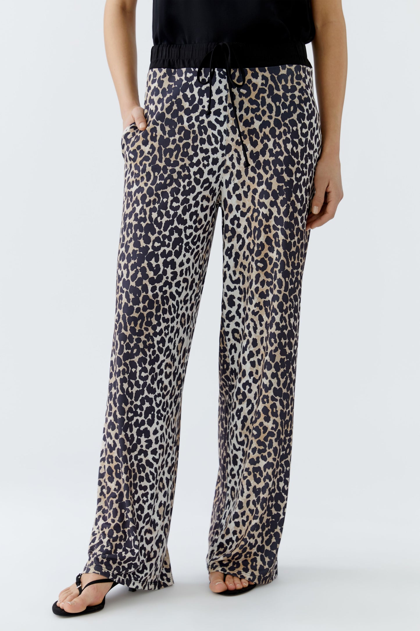 Oui Animal Print Jersey Trousers 93782
