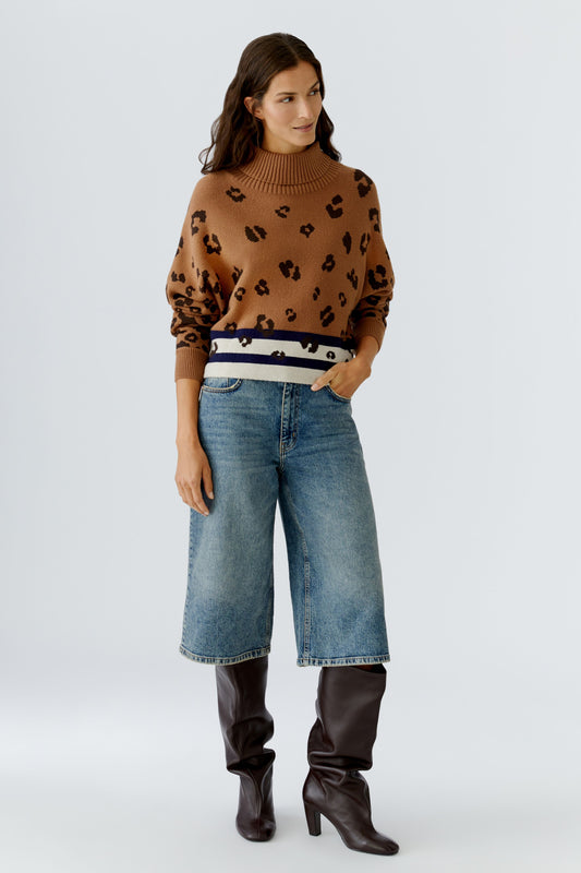 Oui Animal Print Sweater 86076