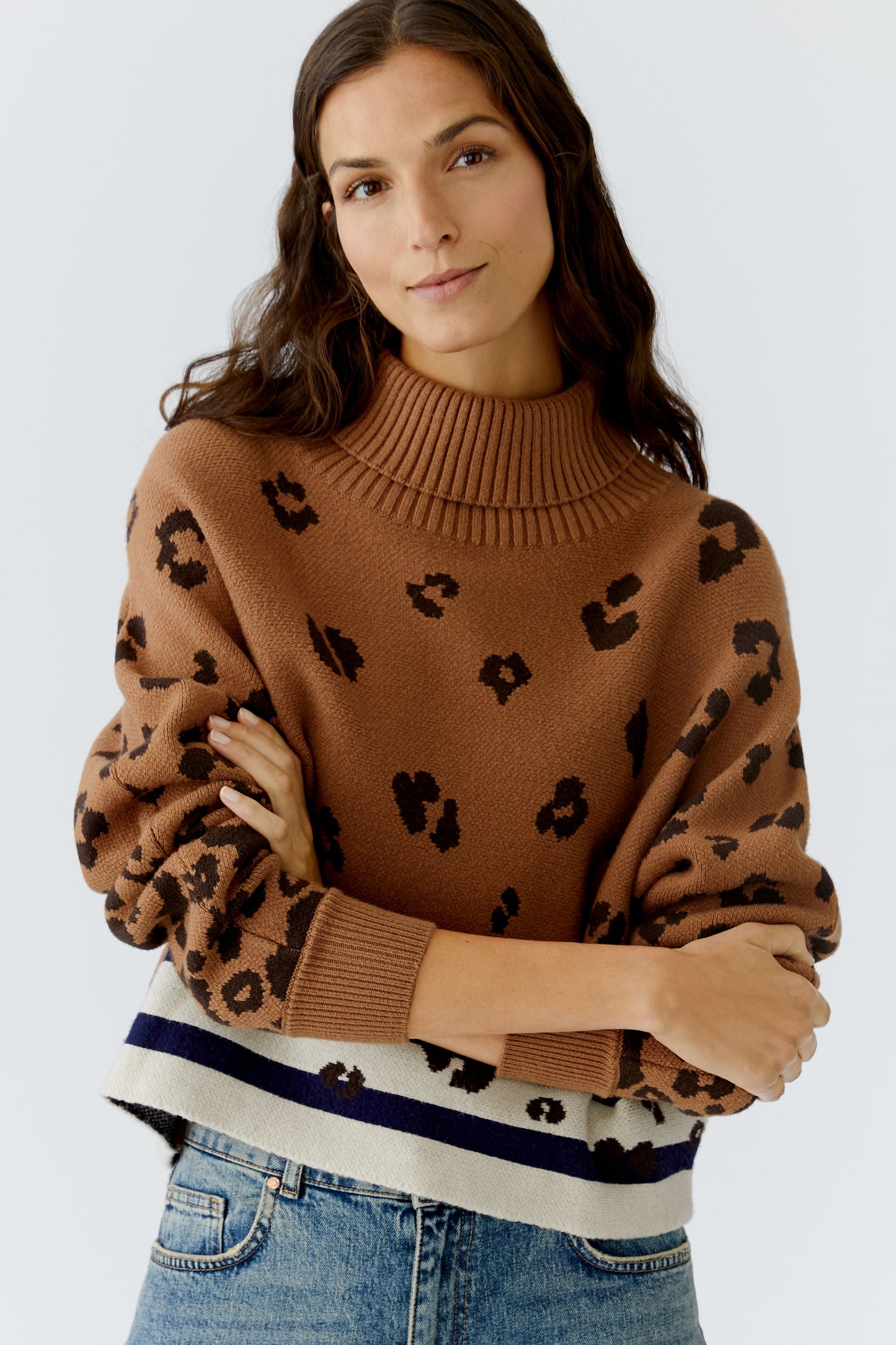 Oui Animal Print Sweater 86076