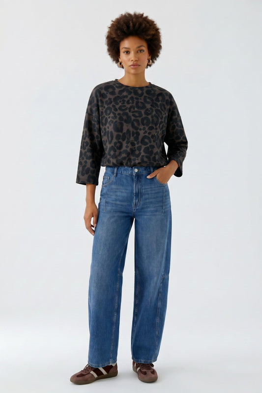 Oui Animal Print Sweater 99046