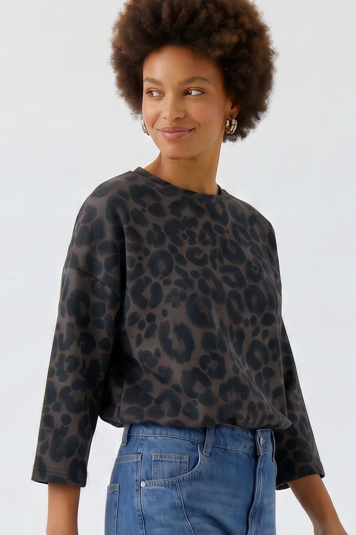 Oui Animal Print Sweater 99046