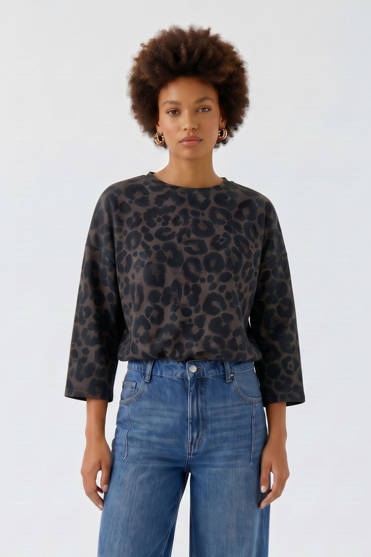 Oui Animal Print Sweater 99046