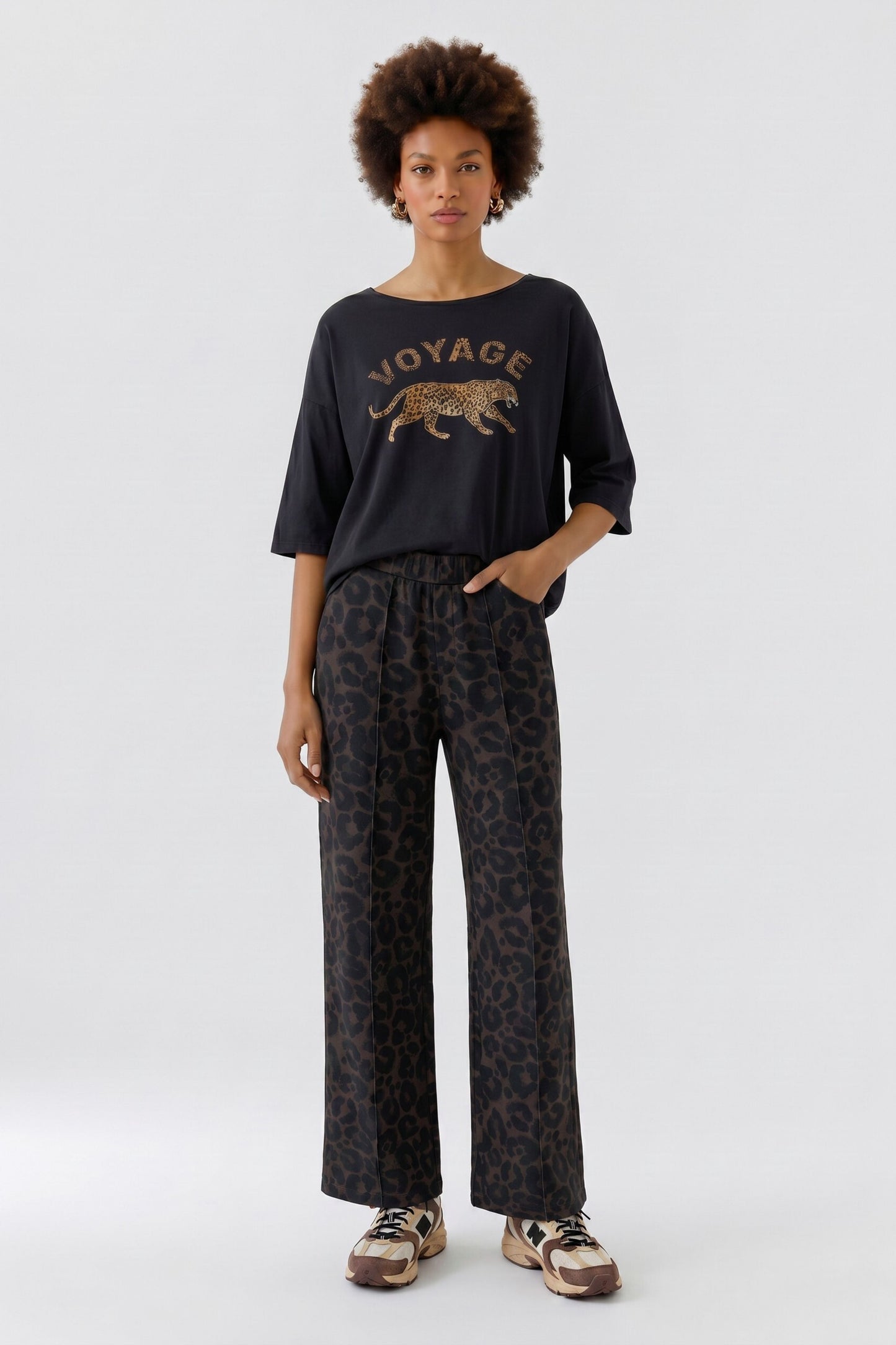 Oui Brown/Black Trousers 99696