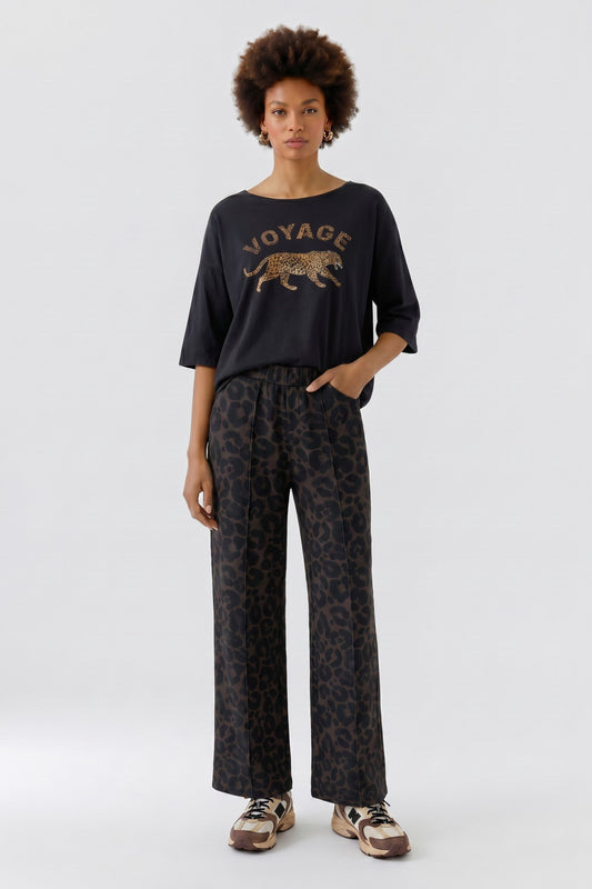 Oui Brown/Black Trousers 99696