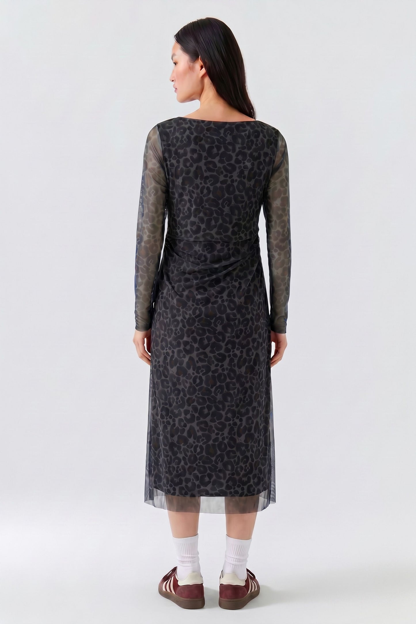 Oui Animal Print Mesh Dress 100341
