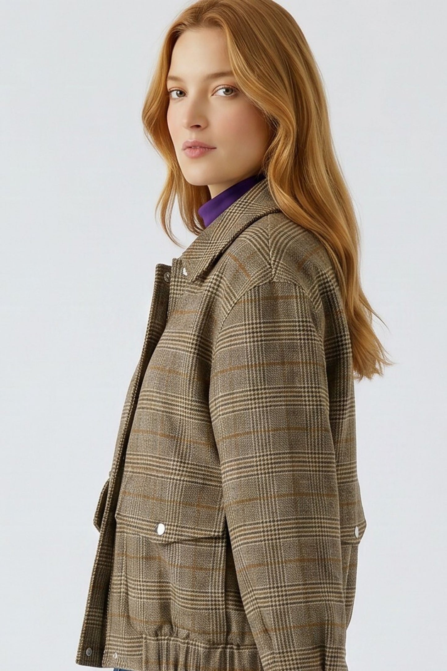 Oui Check Bomber Jacket 98945