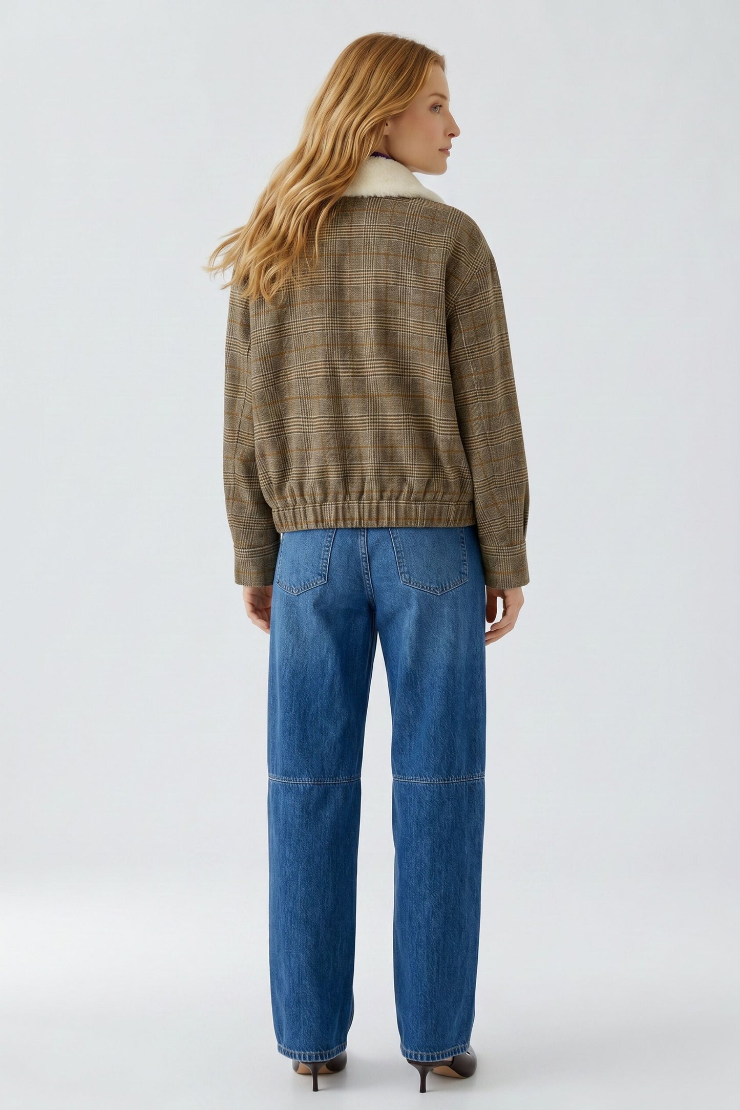 Oui Check Bomber Jacket 98945