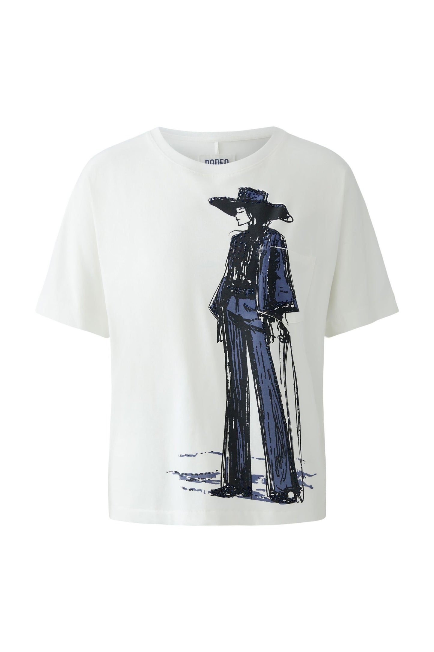 Oui Off White/Blue T-Shirt 94212
