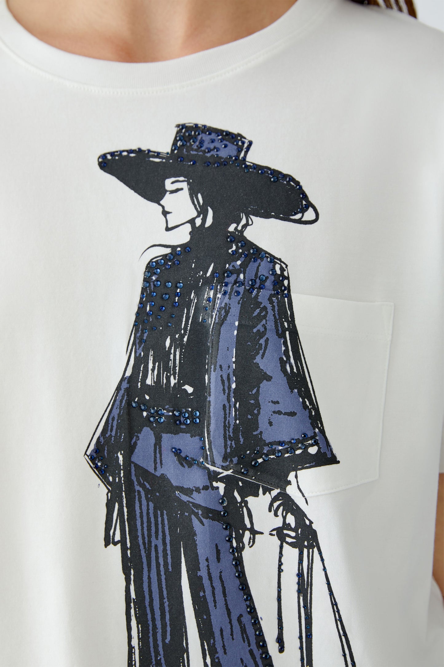 Oui Off White/Blue T-Shirt 94212