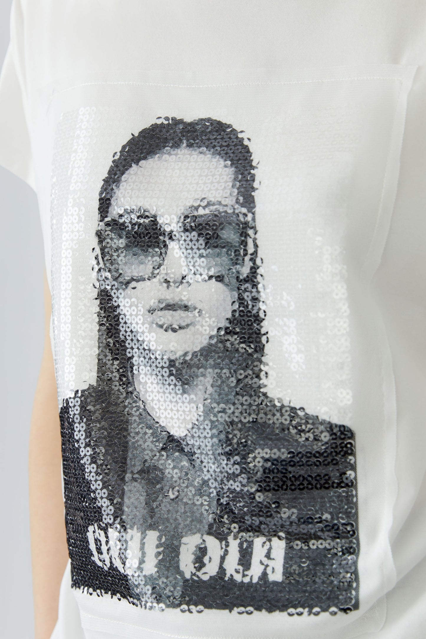 Oui White Sequin T-Shirt 98729