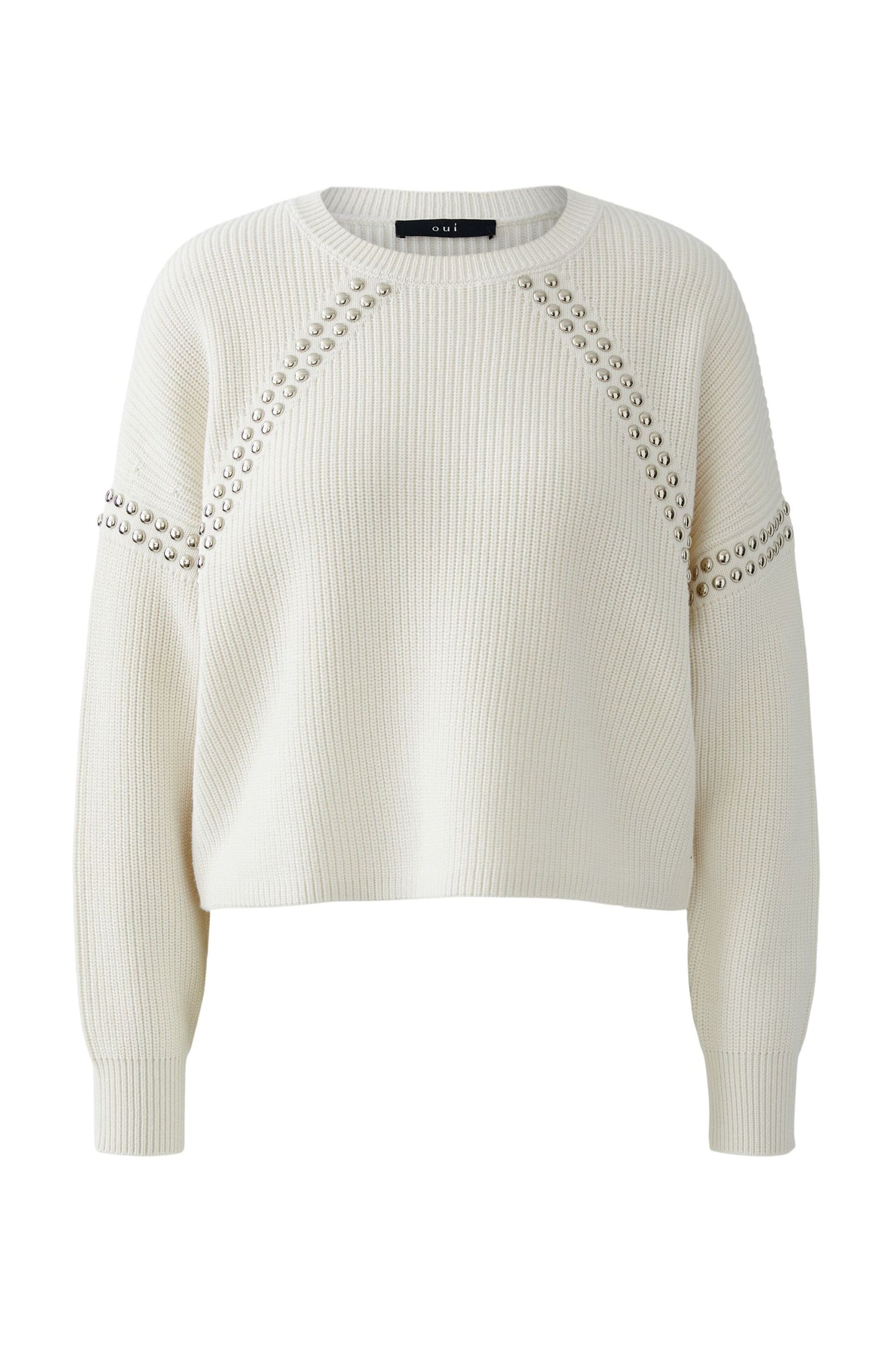 Oui Cream Stud Detail Sweater 86061