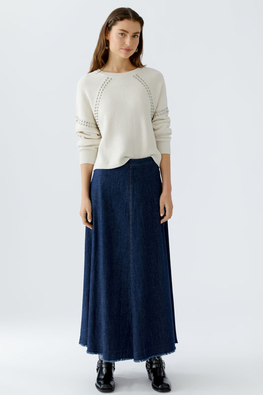 Oui Cream Stud Detail Sweater 86061