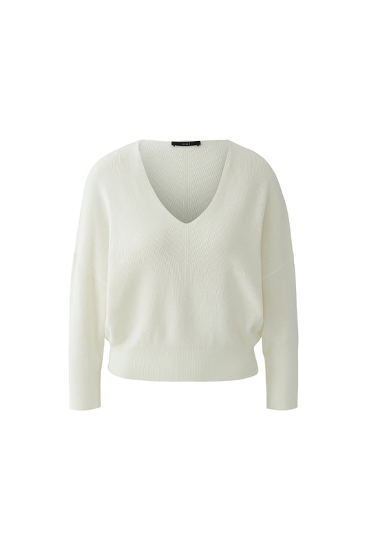 Oui Off White V Neck Sweater 97918